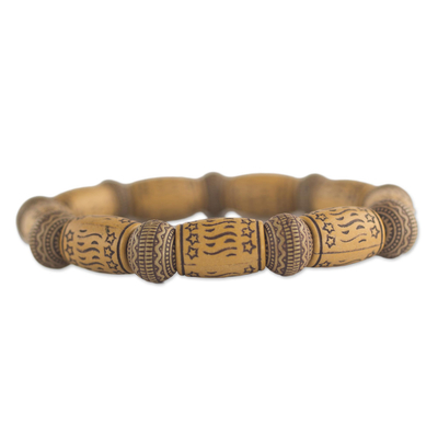 Beaded stretch bracelet, 'Dream Token' - Star Motif Recycled Bead Stretch Bracelet Ghana Jewellery