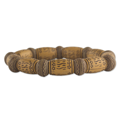 Beaded stretch bracelet, 'Dream Token' - Star Motif Recycled Bead Stretch Bracelet Ghana Jewellery