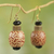 Wood and recycled plastic dangle earrings, 'Holy Love' - Wood and Recycled Plastic Rustic Dangle Earrings from Ghana