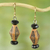 Beaded dangle earrings, 'Joyful Flowers' - Rustic Floral Recycled Plastic Dangle Earrings from Ghana