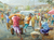 'Labor Force' - Impressionist Painting of Workers in Cityscape from Ghana