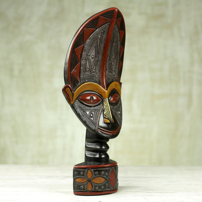 African wood sculpture, 'Me Lorwo' - Hand Carved West African Sese Wood Tabletop Sculpture