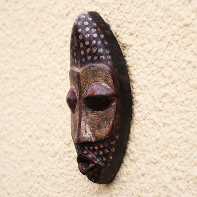 Wood sculpture, 'African King' - Regal Hand Made Wood and Aluminum Sculpture from Ghana