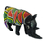 Beaded wood sculpture, 'Beaded Rhino' - Sese Wood Rhino Sculpture with Recycled Glass Beads (image 2d) thumbail