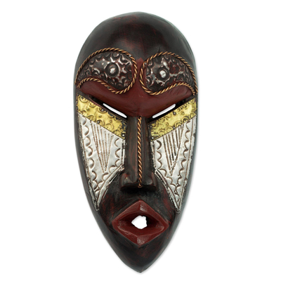 African wood mask, 'Fear Him' - Hand Carved African Sese Wood Mask from Ghana