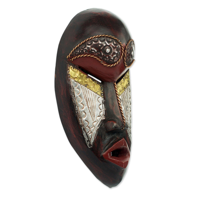 African wood mask, 'Fear Him' - Hand Carved African Sese Wood Mask from Ghana