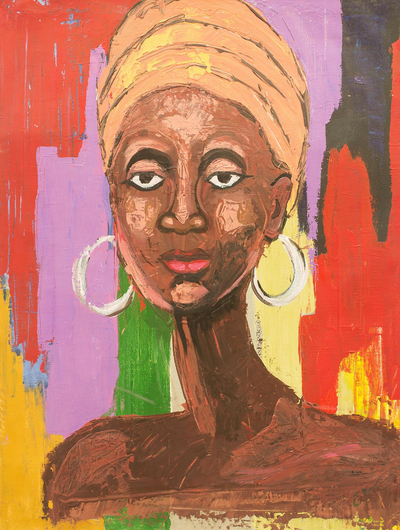 Colorful African Acrylic Portrait Painting