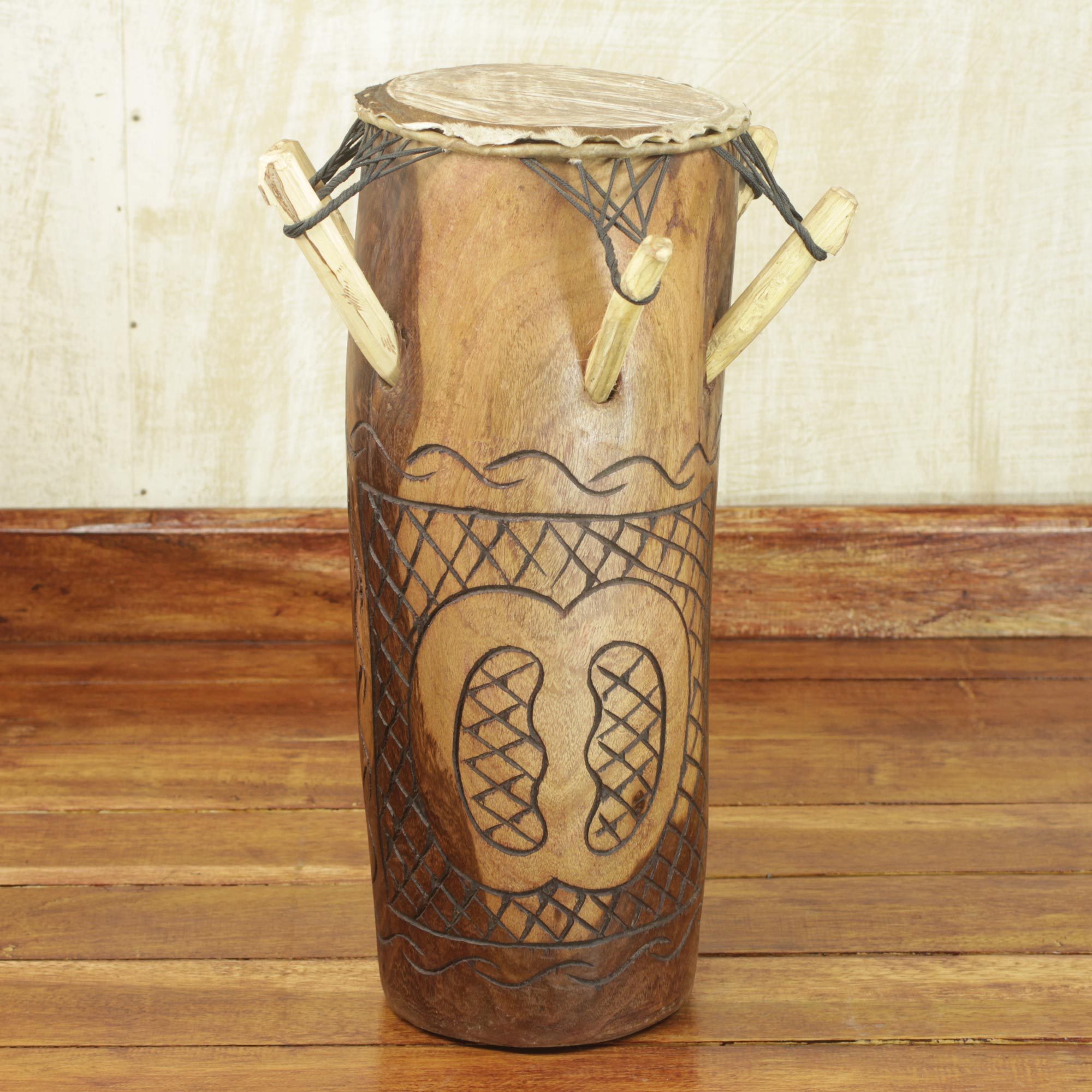 Tweneboa Wood Drum with Goat Skin Head from Ghana Rhythm Catcher NOVICA