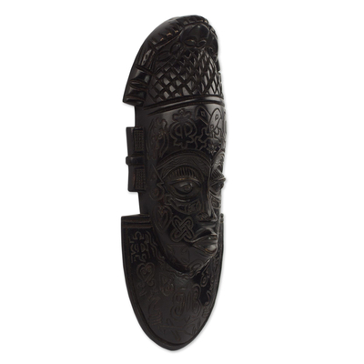 African wood mask, 'Festac Festivities' - West African Decorative Carved Sese Wood Wall Mask