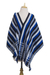 Cotton kente cloth shawl, 'Textured Delft Blue' - Blue Black and White Hand Woven 100% Cotton Kente Shawl (image 2a) thumbail