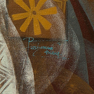 'Sankofa' - Pintura firmada de símbolos Sankofa y Adinkra de Ghana