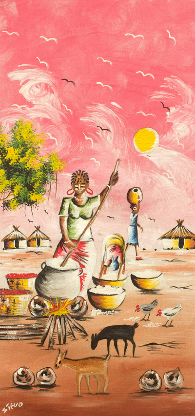 Widmung – signierte kunst impressionistische malerei ghanaische kochszene