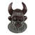 African beaded wood mask, 'Kafo Horns' - Black and White Beaded African Wood Horn Wall Mask of Power thumbail