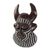 African beaded wood mask, 'Kafo Horns' - Black and White Beaded African Wood Horn Wall Mask of Power (image 2b) thumbail