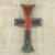 Beaded wood cross, 'Bless My Home' - Byzantine Style Beaded Wood Wall Cross Hand Crafted in Ghana (image 2) thumbail