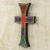 Beaded wood cross, 'Bless My Home' - Byzantine Style Beaded Wood Wall Cross Hand Crafted in Ghana