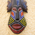 African wood mask, 'Glorious Work' - Beaded Wood Three Faced African Wall Mask Crafted by Hand (image 2c) thumbail