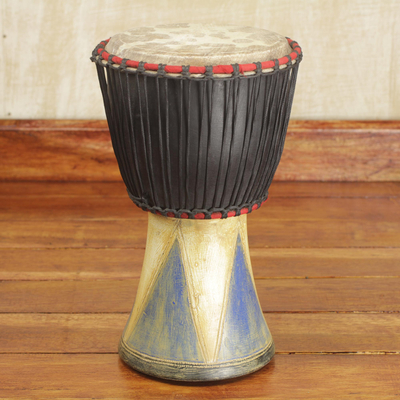 Holz-Djembetrommel, „Kommt in Frieden zusammen“ – Authentische traditionelle Djembetrommel, handgefertigt in Ghana