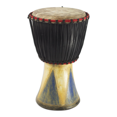 Wood djembe drum, 'Come Together in Peace' - Authentic Traditional Djembe Drum Hand Crafted in Ghana