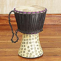 Wood djembe drum, 'Dance Together' - Genuine Traditional Djembe Drum Hand Crafted in Ghana