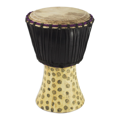 Wood djembe drum, 'Dance Together' - Genuine Traditional Djembe Drum Hand Crafted in Ghana