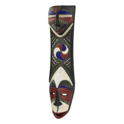 Máscara de madera africana - Máscara africana decorativa de madera de Sese tallada a mano para la pared