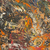 Das Gehirn – Signierte abstrakte Malerei mit Orangefarben aus Ghana