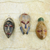 African wood masks, 'Wisdom and Happiness' (set of 3) - Set of 3 Sese Wood African Masks Handcrafted in Ghana (image 2) thumbail