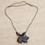 Wood pendant necklace, 'Charming Frog' - Handcrafted Sese Wood Frog Pendant Necklace from Ghana (image 2b) thumbail