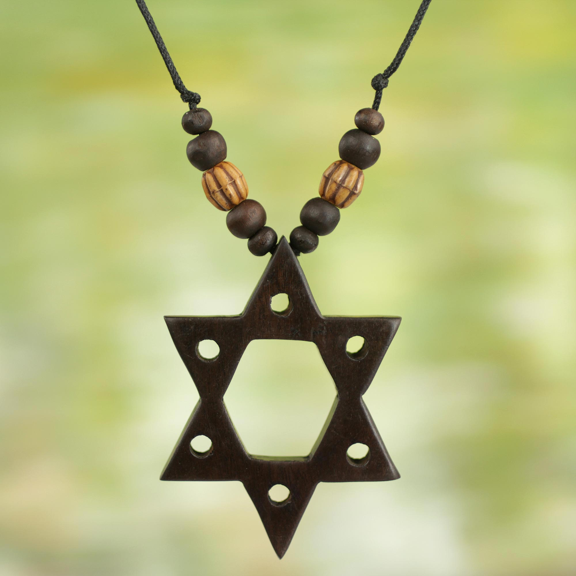 Wooden star of david outlet necklace