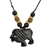 Wood pendant necklace, 'Mighty Lion' - Artisan Crafted Mighty Lion Wood Pendant Necklace from Ghana thumbail