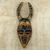 Máscara de madera africana - Máscara Africana con Cuernos Artesanal de Madera y Aluminio