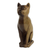 Skulptur aus Ebenholz - Handgeschnitzte Katzenskulptur aus Ebenholz aus Ghana