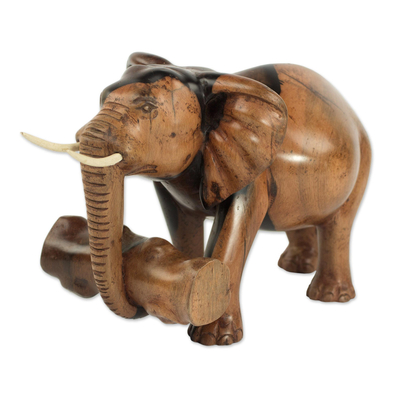 Mahogany Wood Statuette of an Elephant from Ghana