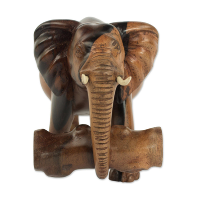 Skulptur aus Mahagoni - Mahagoniholzstatuette eines Elefanten aus Ghana