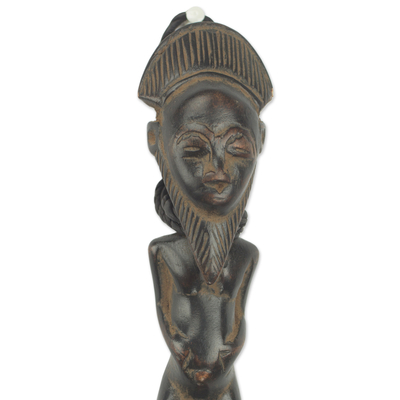 Wood wall accent, 'Guro Strength' - Sese Wood Male Decorative Wall Accent by Ghanaian Artisans