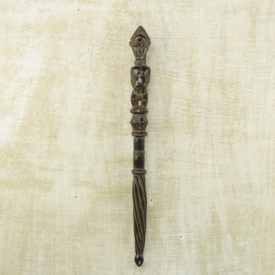 Wood wall accent, 'Guro Power' - Sese Wood Male Decorative Wall Accent by Ghanaian Artisans