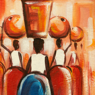 'Bibiani Market' - Signed Expressionist Painting of Market Women from Ghana