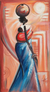 'Mother and Child' - Signed Expressionist Painting of Ghanaian Mother and Child thumbail