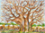 'Village Scape' - Pintura impresionista firmada de un árbol de aldea de Ghana