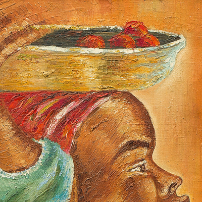 'Tomatoes' - Signed Expressionist Painting of a Women with Tomatoes