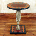 Cedar wood accent table, 'Savannah Elephants' - Cedar Wood Accent Table with Sculpted Elephants from Ghana