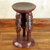 Cedar wood stool, 'United Family in Brown' - Cedar Wood Round Brown Stool with Adinkra Symbols