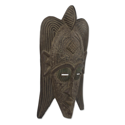 African wood mask, 'Ghost Protector' - Hand Carved West African Wood Protection Mask