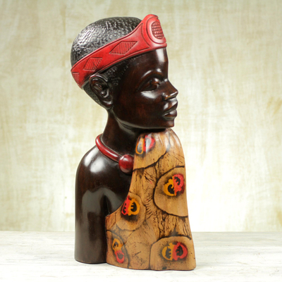Holzskulptur - Geschnitzte Sese-Holzskulptur eines afrikanischen Mannes aus Ghana