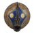 Máscara africana de madera, 'Kari Shield' - Máscara africana de madera y aluminio Sese en azul y negro