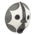 Afrikanische Holzmaske, 'Stellarer Blick - Wandmaske aus afrikanischem Holz und Aluminium in Schwarz und Weiß