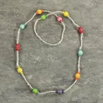 Recycled glass beaded necklace, 'Casual Colors' - Multicolored Recycled Glass Beaded Necklace from Ghana