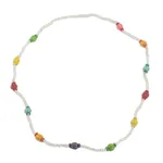 Recycled glass beaded necklace, 'Casual Colors' - Multicolored Recycled Glass Beaded Necklace from Ghana