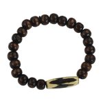 Wood and bone beaded stretch bracelet, 'Wonderful Atinka Pa' - Sese Wood and Bone Beaded Bracelet by Ghanaian Artisans